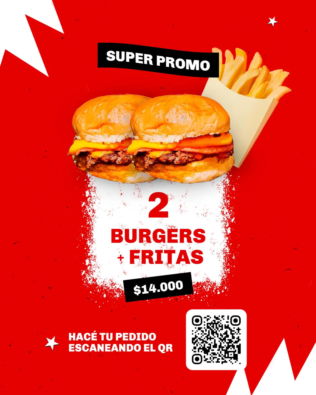 Combo 2 Burgers + Fritas