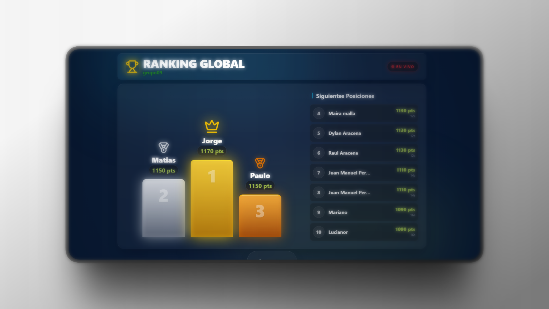 Vista de app para participantes